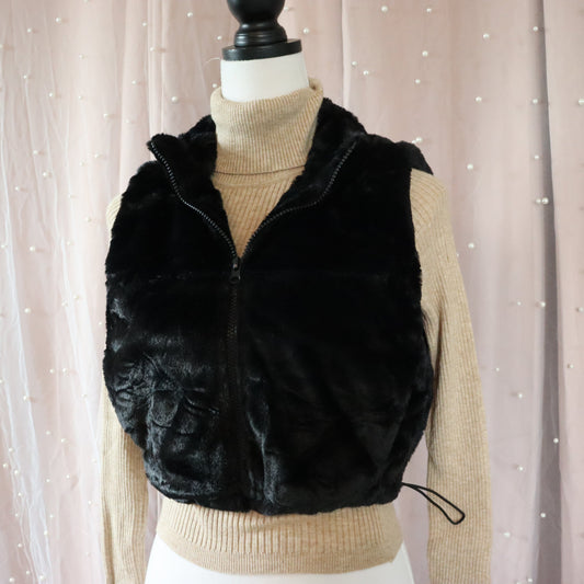 Black Faux Fur Vest