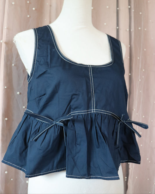 Cropped Blue Poplin Top