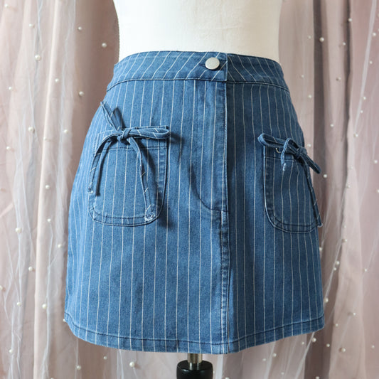 Striped Denim Mini Skirt