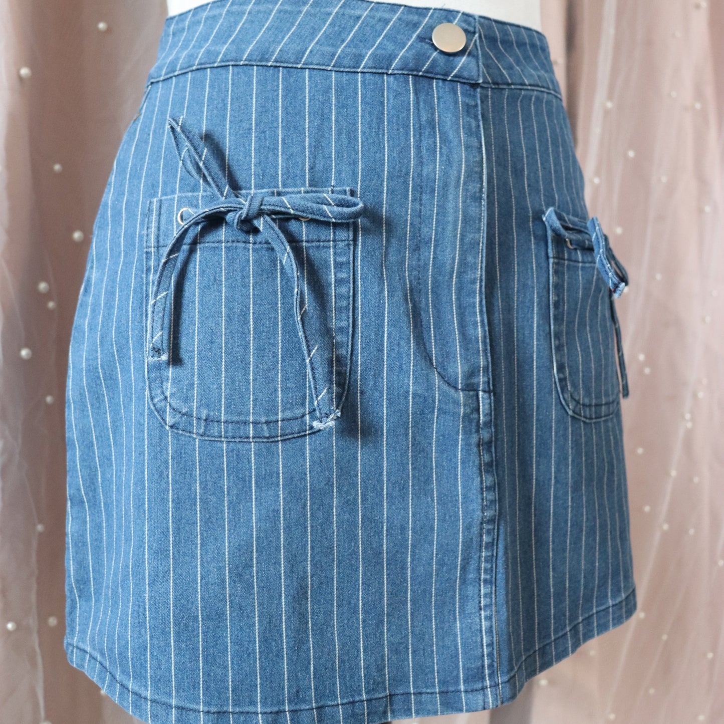 Striped Denim Mini Skirt
