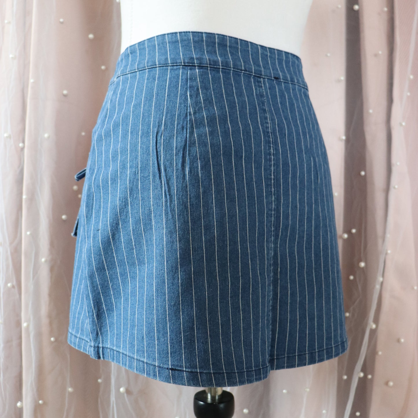 Striped Denim Mini Skirt
