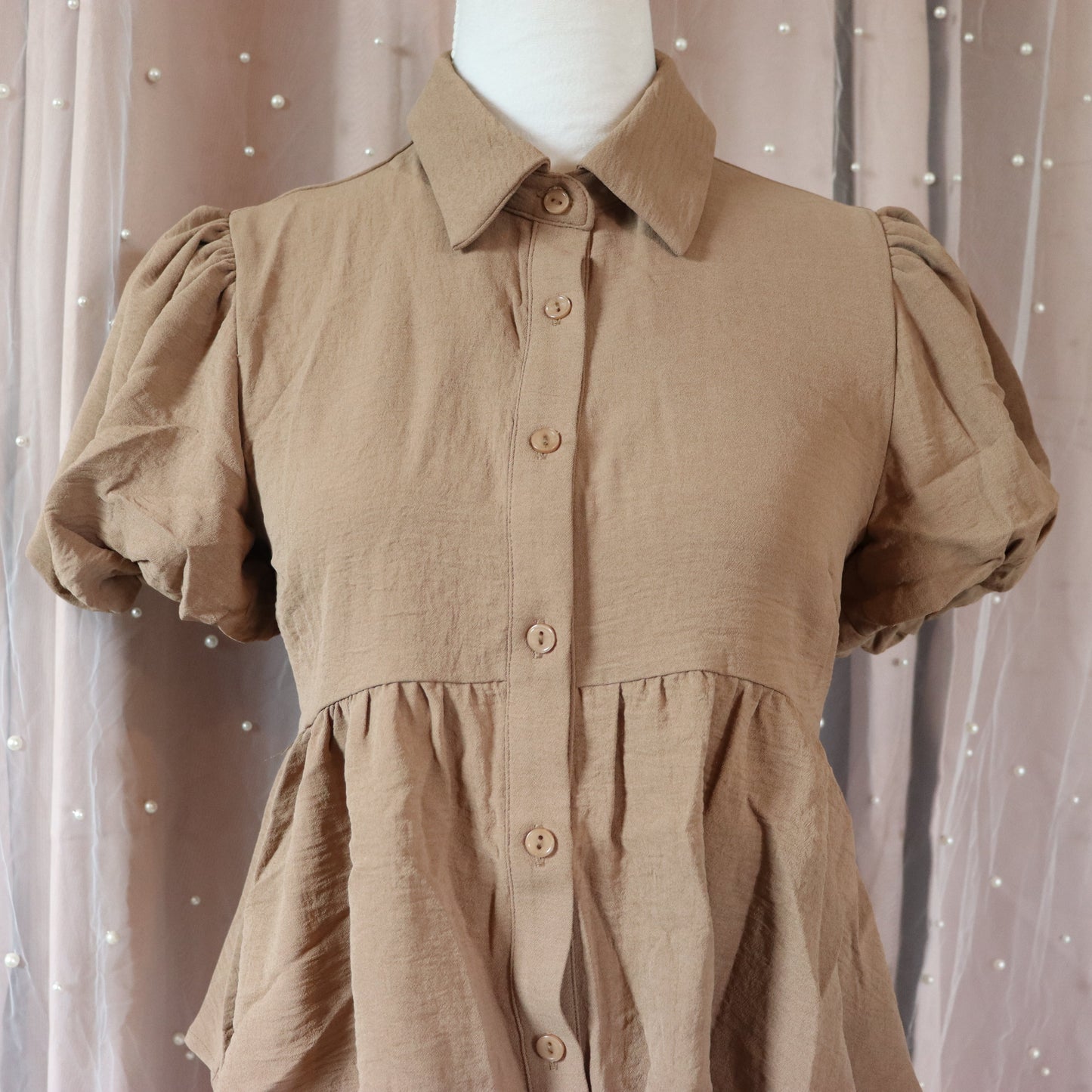 Mocha Brown Peplum Top
