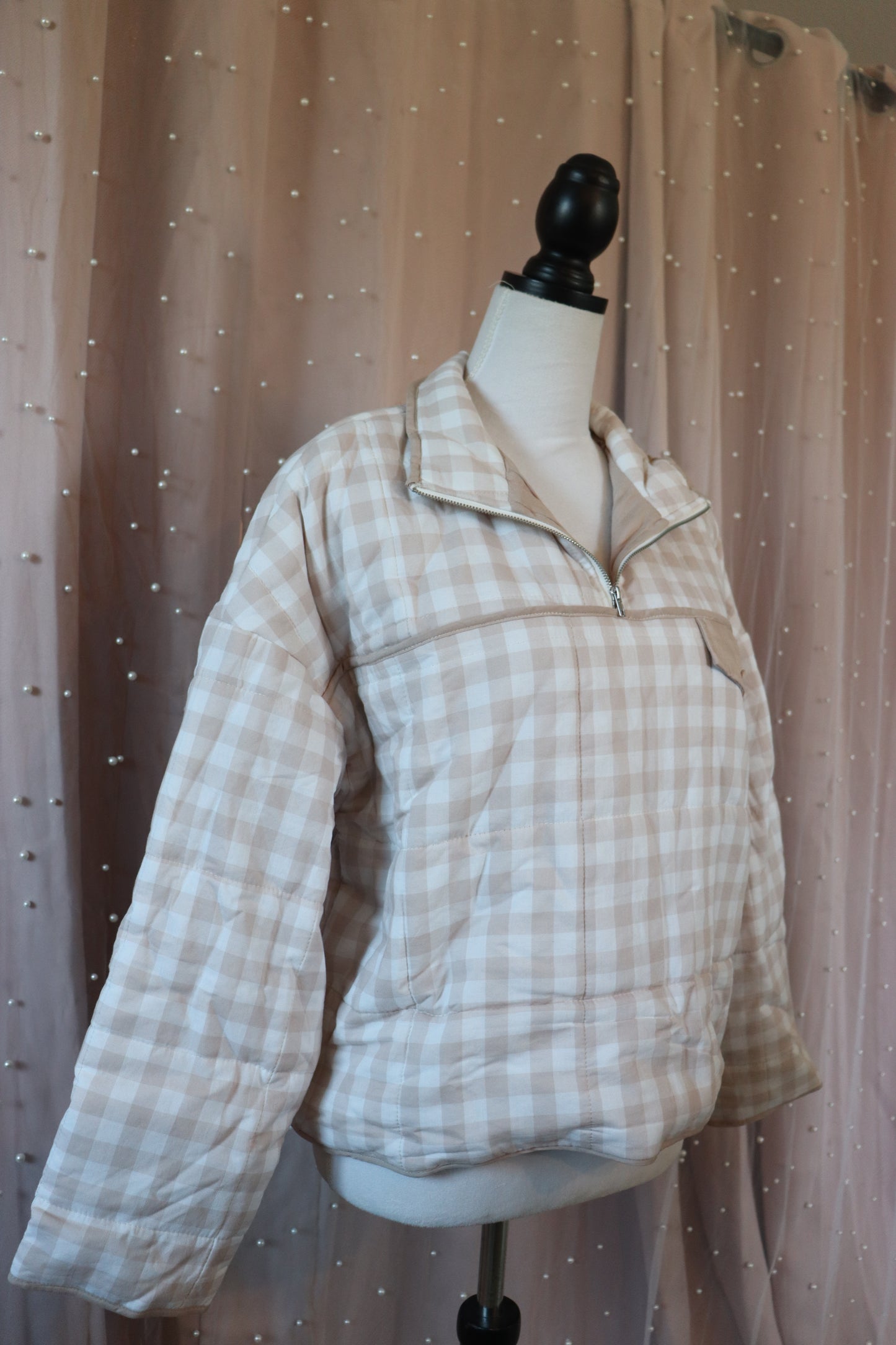 Gingham Quarter Zip Jacket