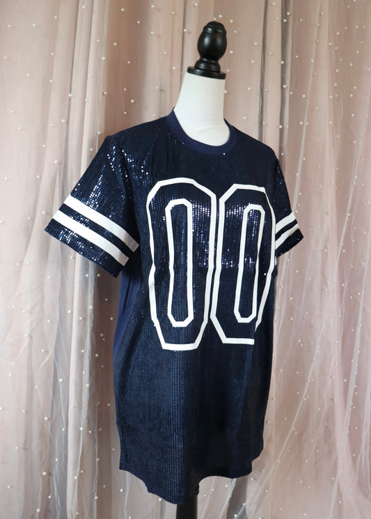 Navy Sequin Game Day Dress