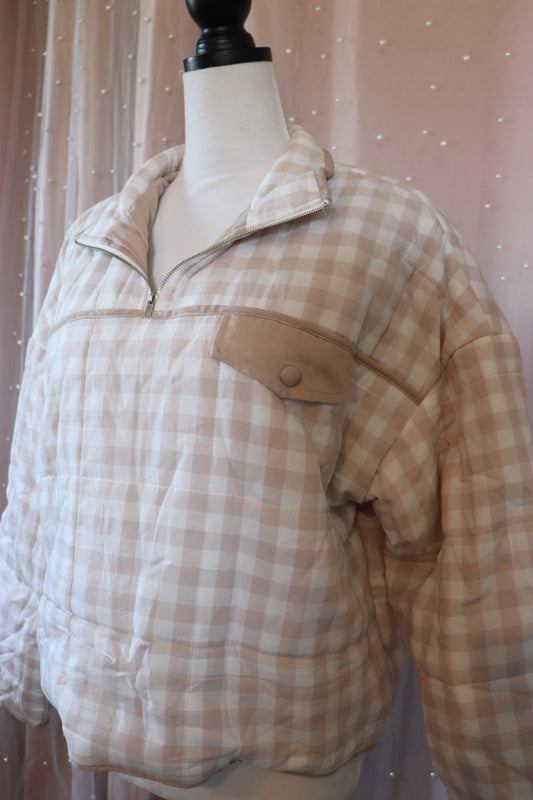 Gingham Quarter Zip Jacket