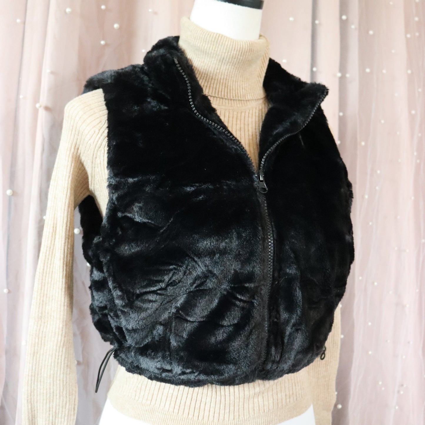 Black Faux Fur Vest