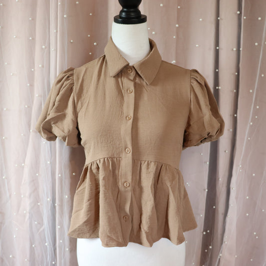 Mocha Brown Peplum Top